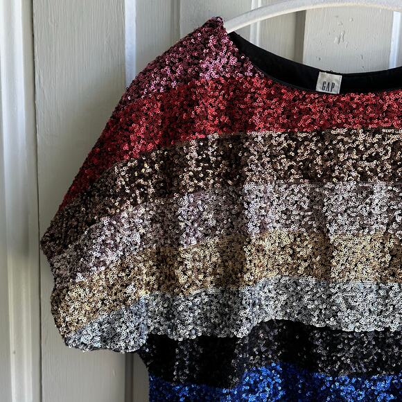 GAP Sequin Striped Boxy Fit Top - Picture 4 of 8